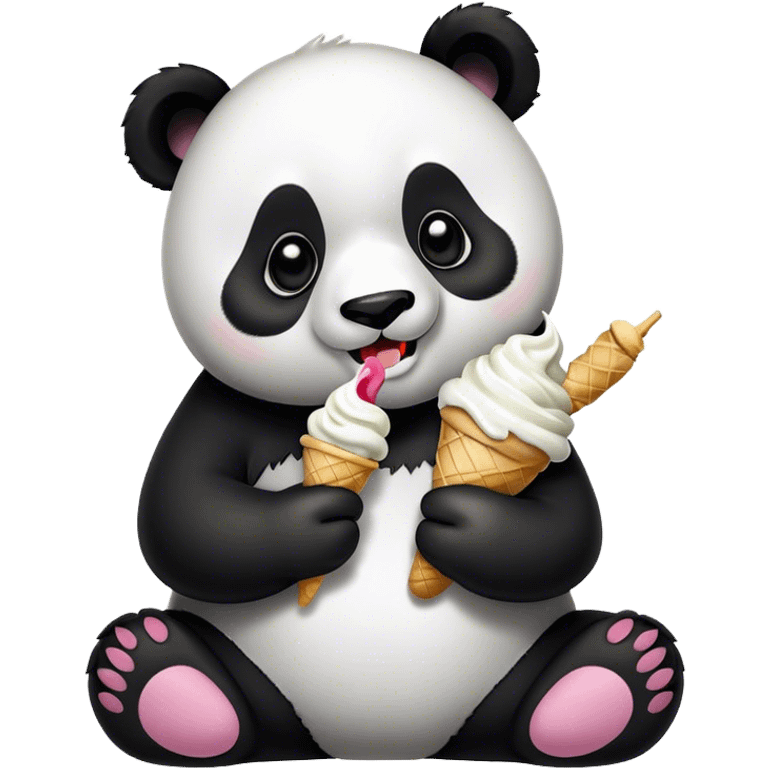 Panda eating ice cream emoji