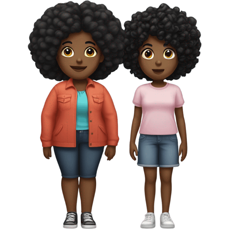 black sister one big one little with puffy black hair emoji