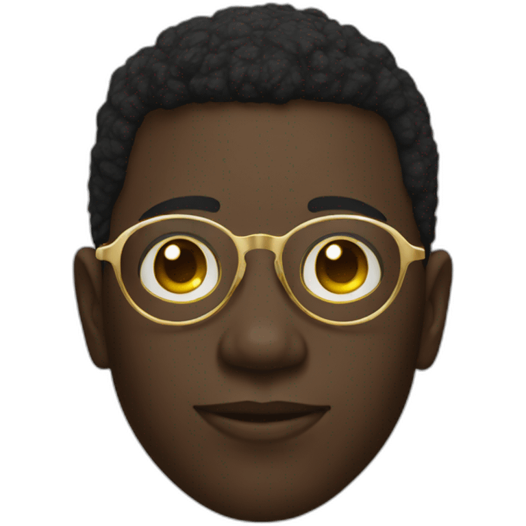 African young man in round gold glasses emoji