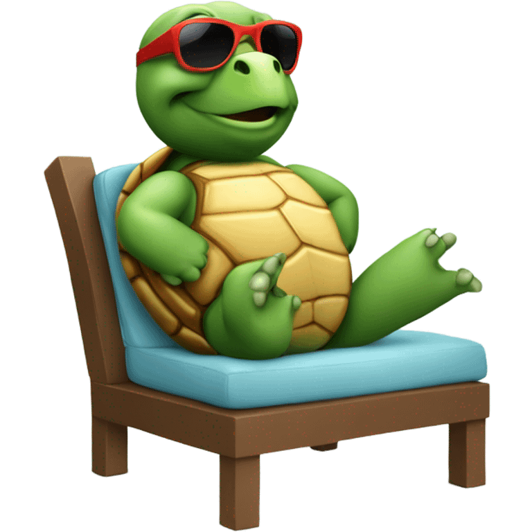 Turtle with sunglasses sunbathing  emoji