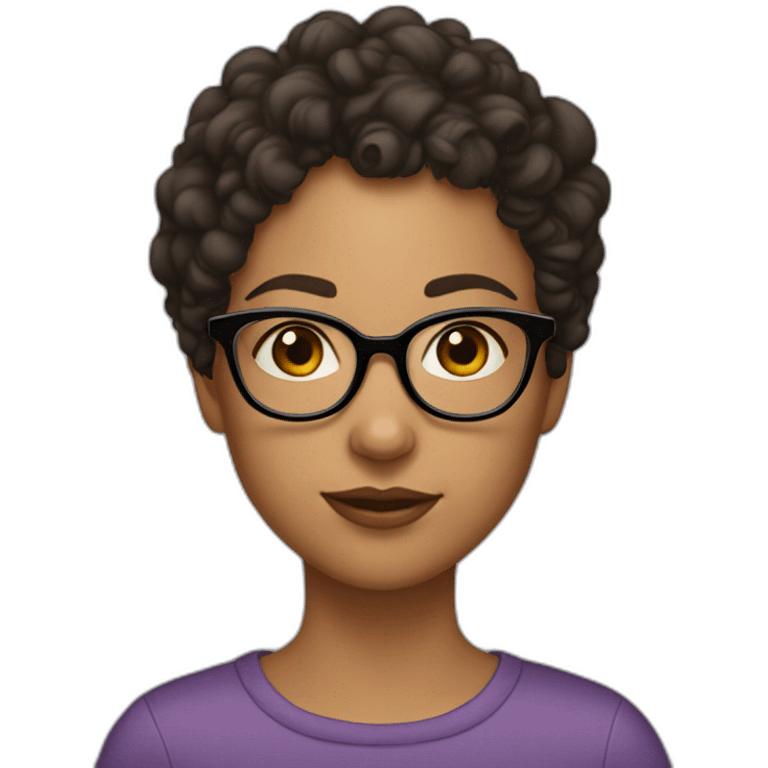 Her girl has short hair, curly, and she wears glasses, her eyelashes are thick, and her eyebrows are also thick emoji