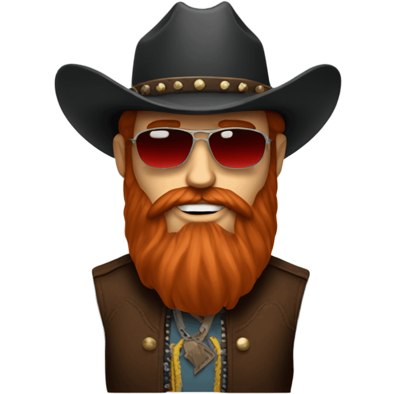 Long bearded cowboy with red hair and sunglasses  emoji