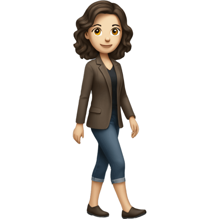 brunette caucasian woman dressed nice walking emoji