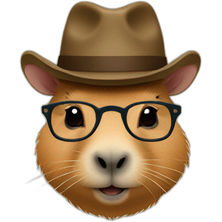 Capybara with glasses and a hat emoji