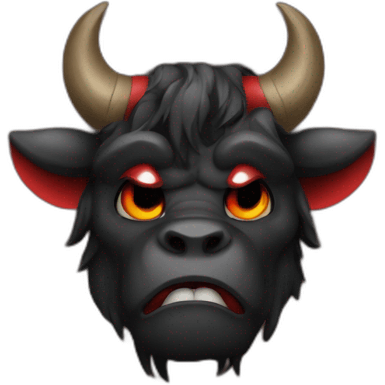 Minotaur in black and red colors in the style of a crying emoji. emoji