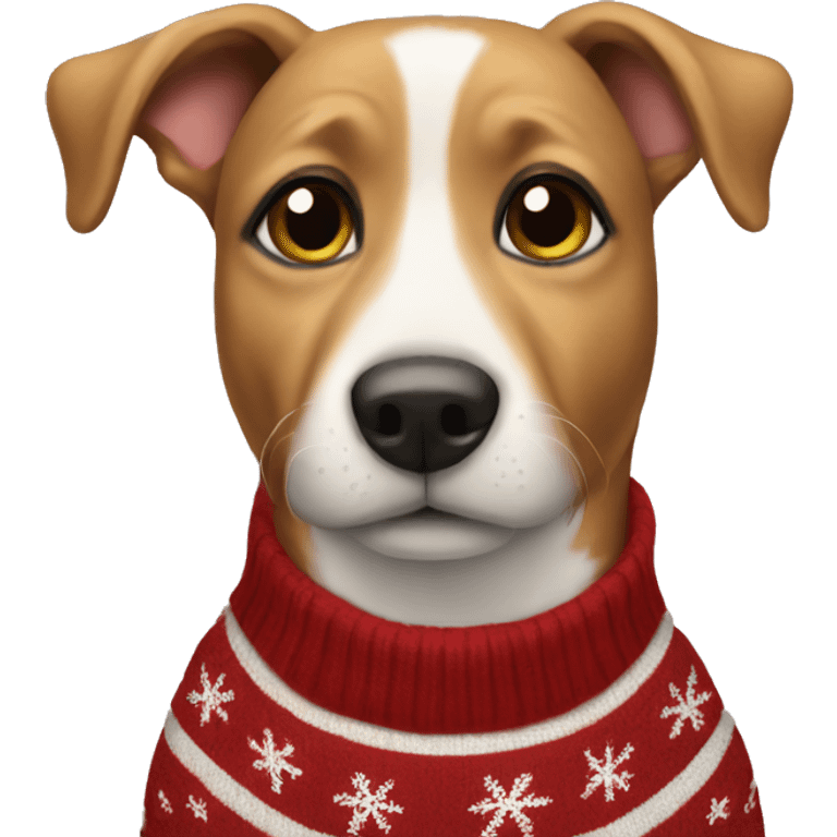 Dog wearing a christmas sweater emoji