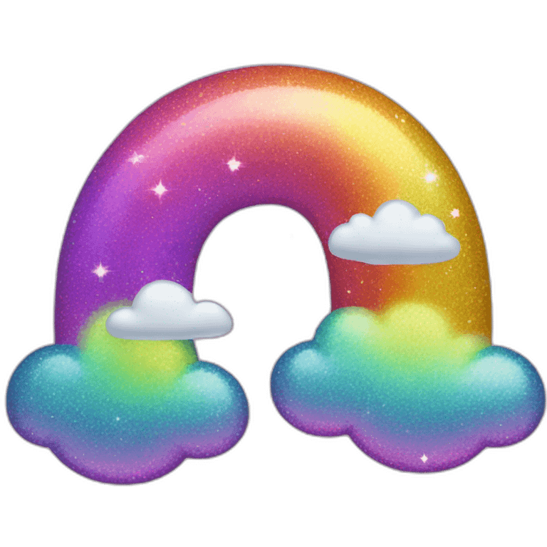 glitter rainbow with glitter clouds emoji