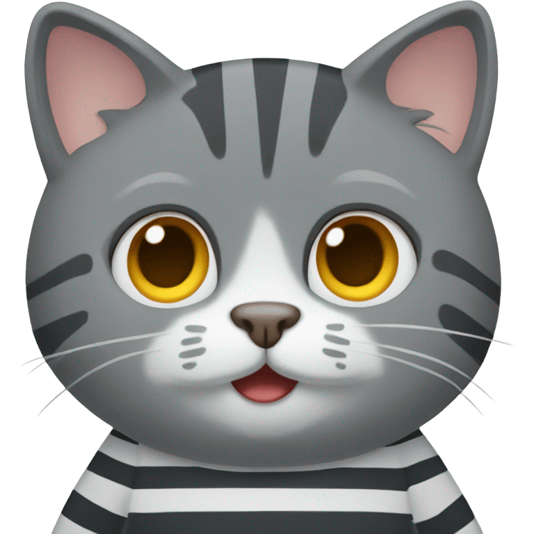 Gray cat in stripe t shirt emoji