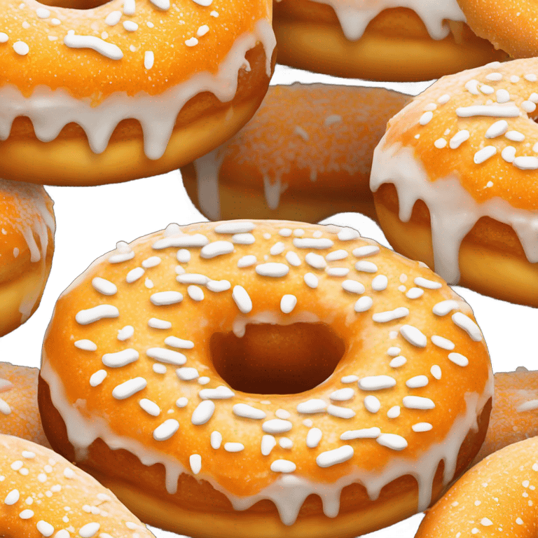 orange glazed donut white sprinkled emoji