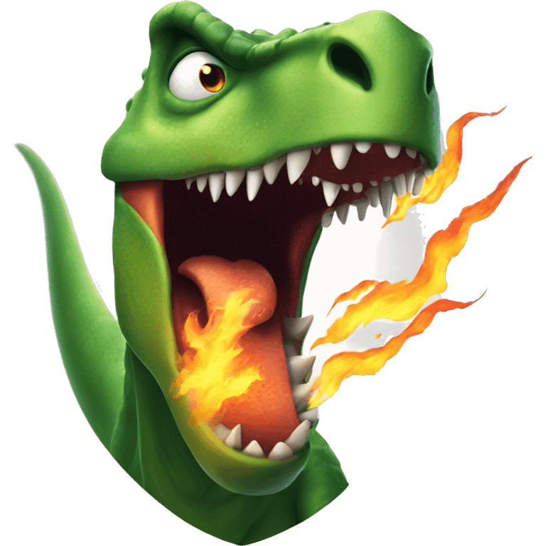 dinosaur is angry in the eyes of fire emoji