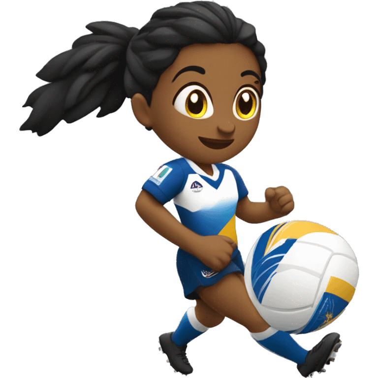 chica negra jugando a rugby de la selecion de esc emoji