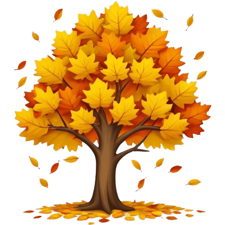 autumn tree with leaves falling  emoji