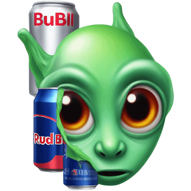 Alien drinking Red Bull emoji