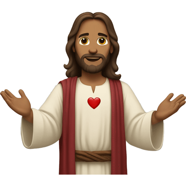 Jesus with heart hands emoji