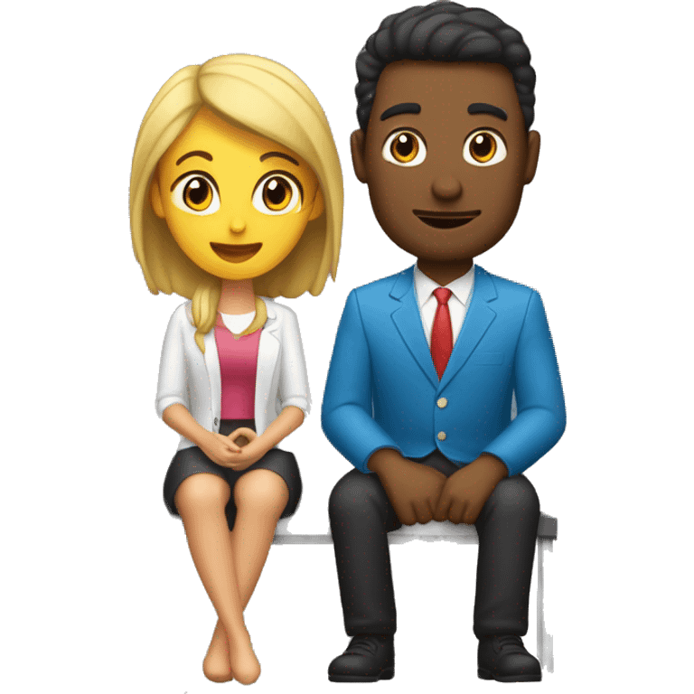 Un chico y una chica sentados cenando emoji