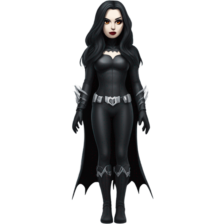 Gothic Batwoman white skin dark long hair full body emoji