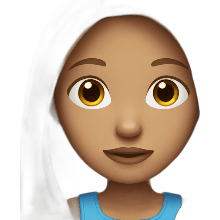 girl with blue eyes with brown straight long hair and with freckles emoji