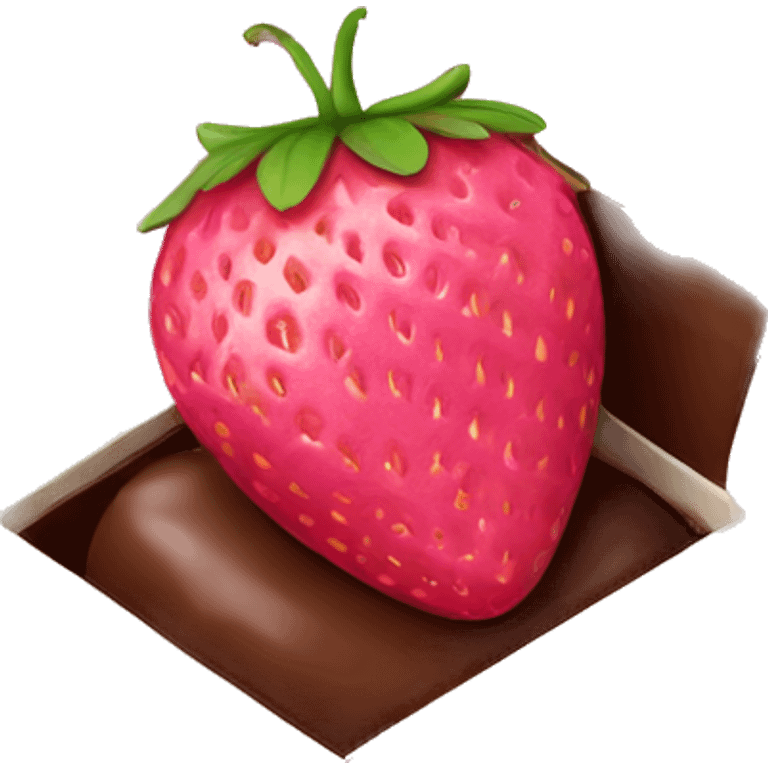 Dessert strawberry in a pink chocolate in a box emoji