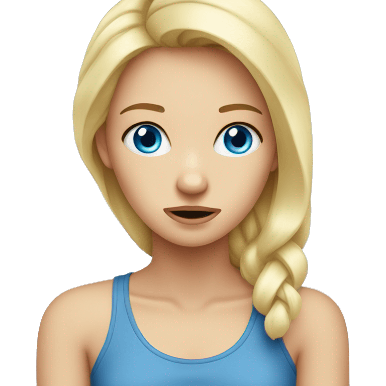 stressed blond, blue eyed girl emoji