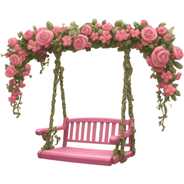 A pink swing made from flower and vines emoji