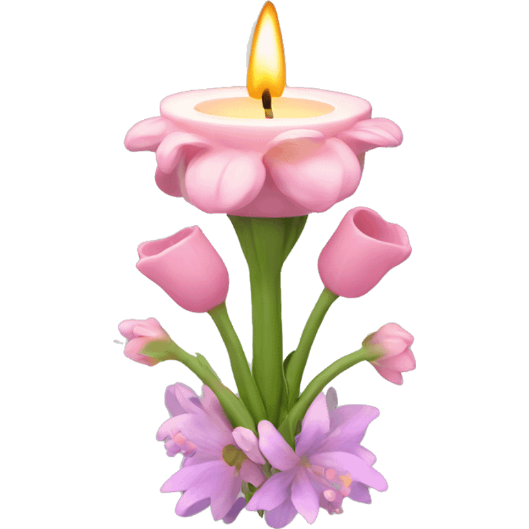 Spring candle with flowers  emoji