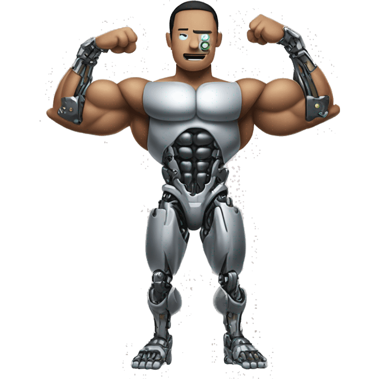 Flexing cyborg bicep and forearm with circuits and shocks emoji