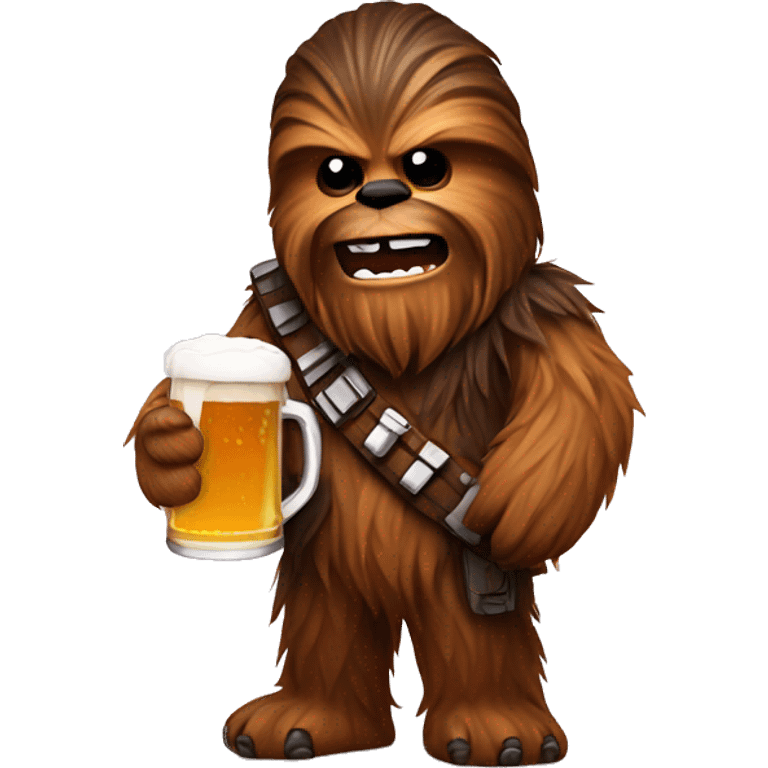 Chewbacca with a beer emoji