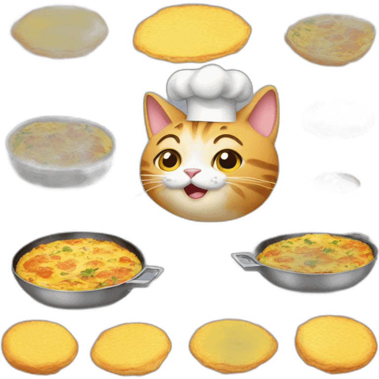 cat cooking an omlet emoji