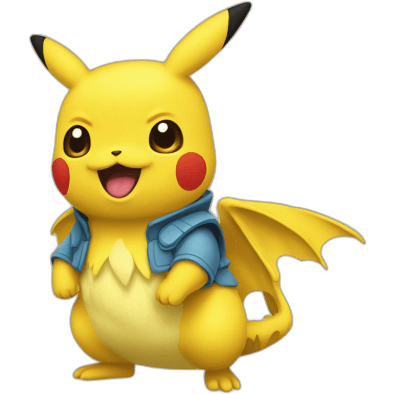 Pikachou mélanger à drakofeu emoji