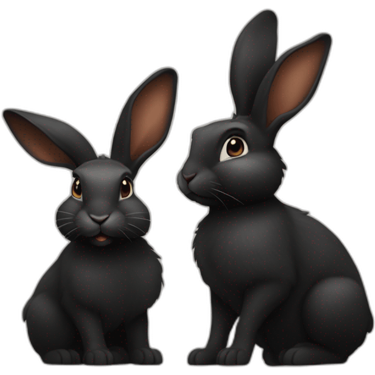 2 Lapine une noire et une lapine rouse emoji