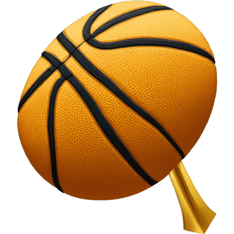 a basketball with a thin  long arrow in gold color hitting in the middle of it visably from the side emoji