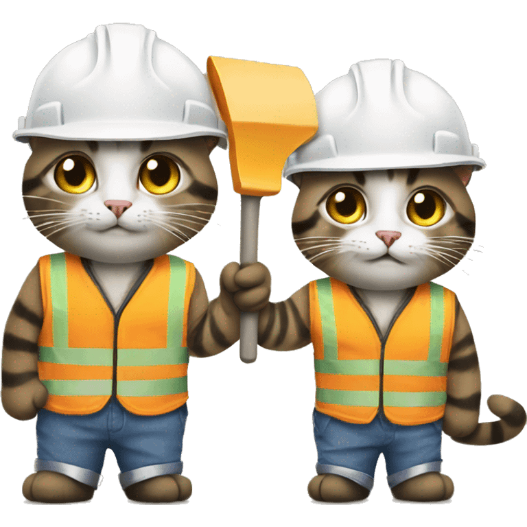 two cats dressed as construction workers emoji