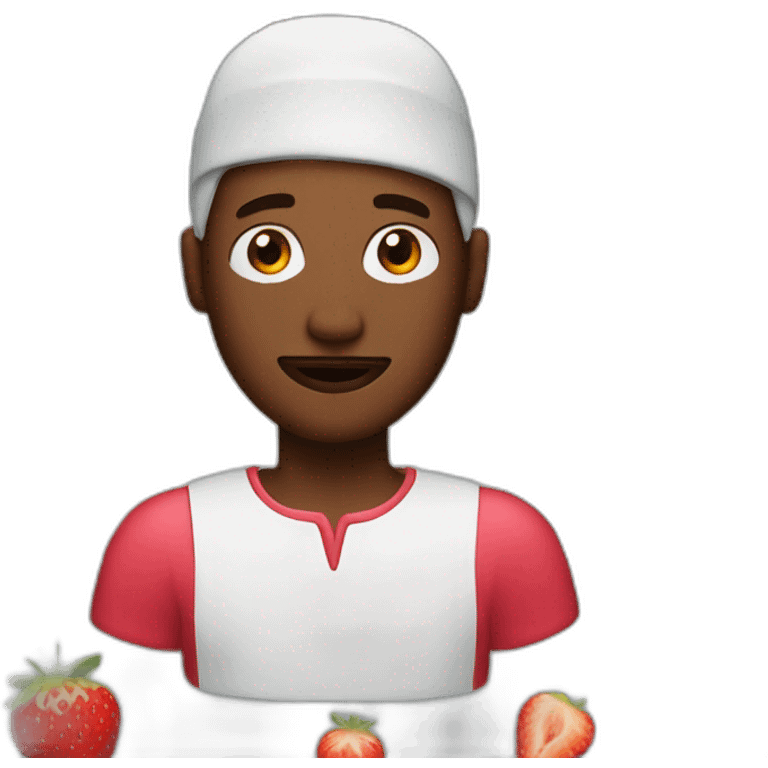 man with hole in head, strawberry jam emoji