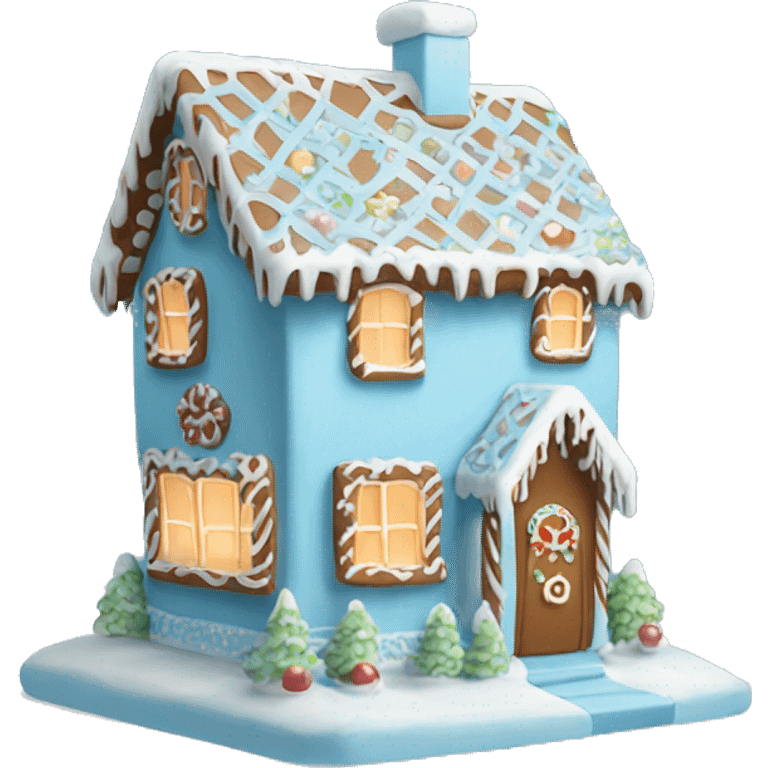 Cosy light blue gingerbread house  emoji