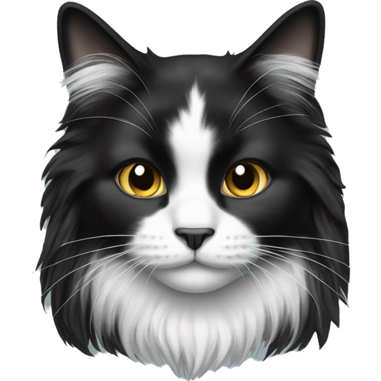 Black and white long haired cat emoji