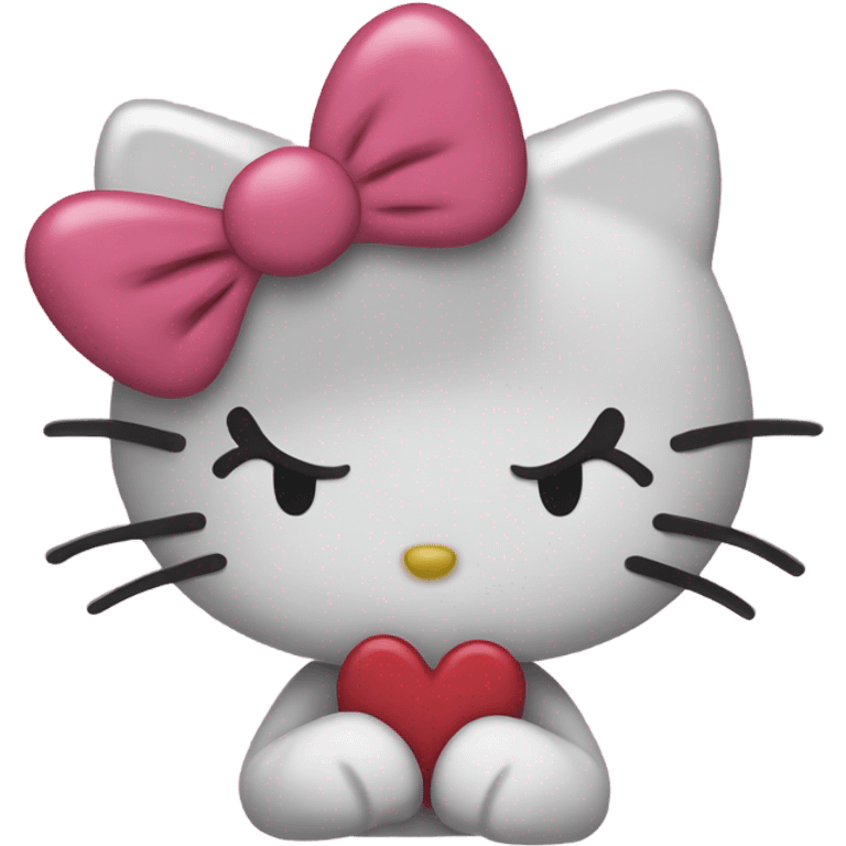 Hello kitty with a heart sticking out  emoji