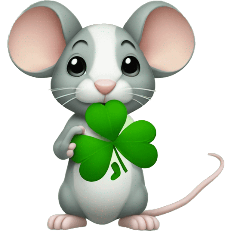 Mouse Holding shamrock  emoji