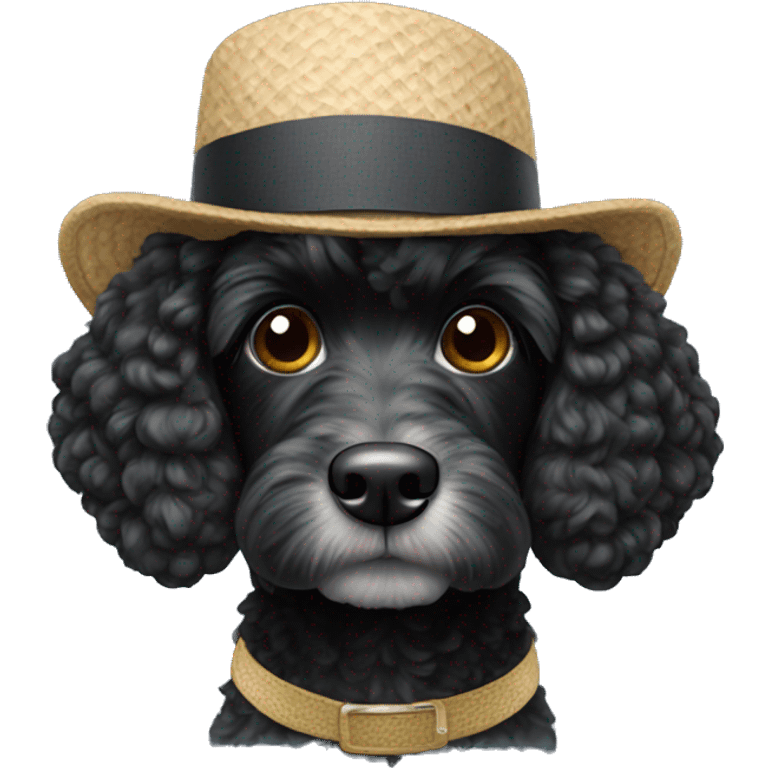 Black cockapoo wearing a hat emoji