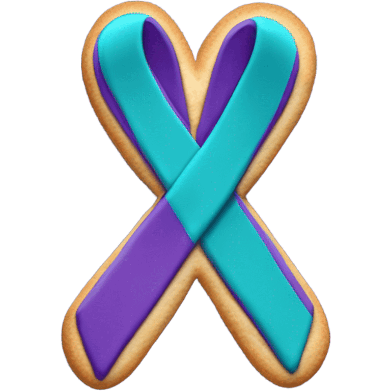 Purple teal Suicide awareness ribbon, cookie heart emoji