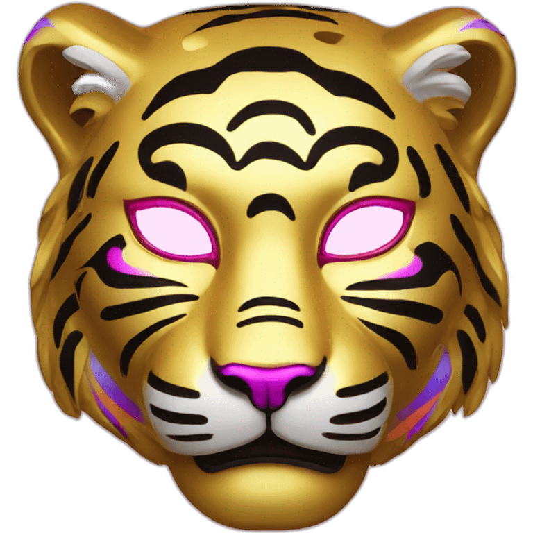 gold rainbow neon tiger Japanese mask emoji