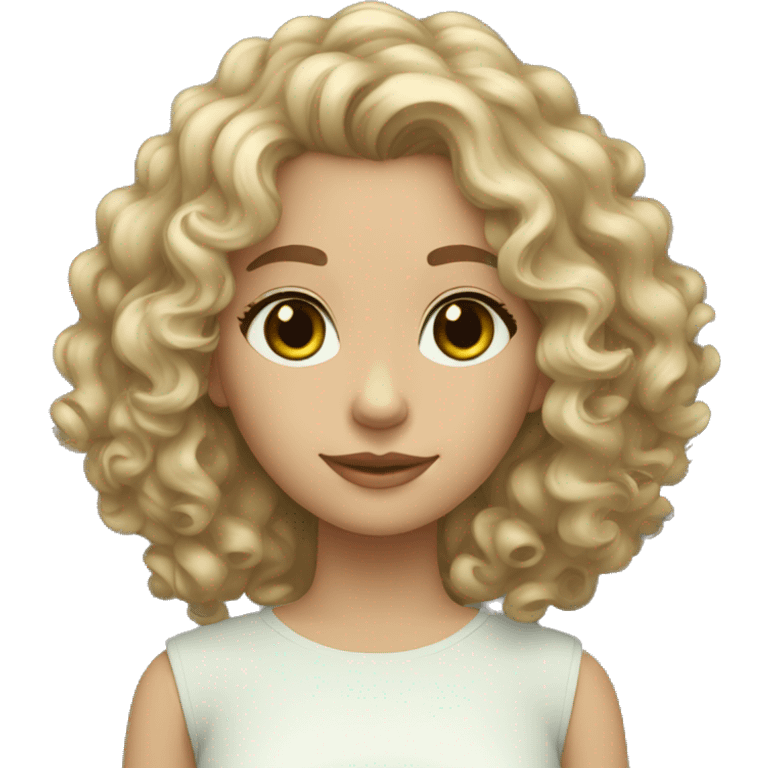 medium ash blonde curly hair girl shoulder level green eys emoji