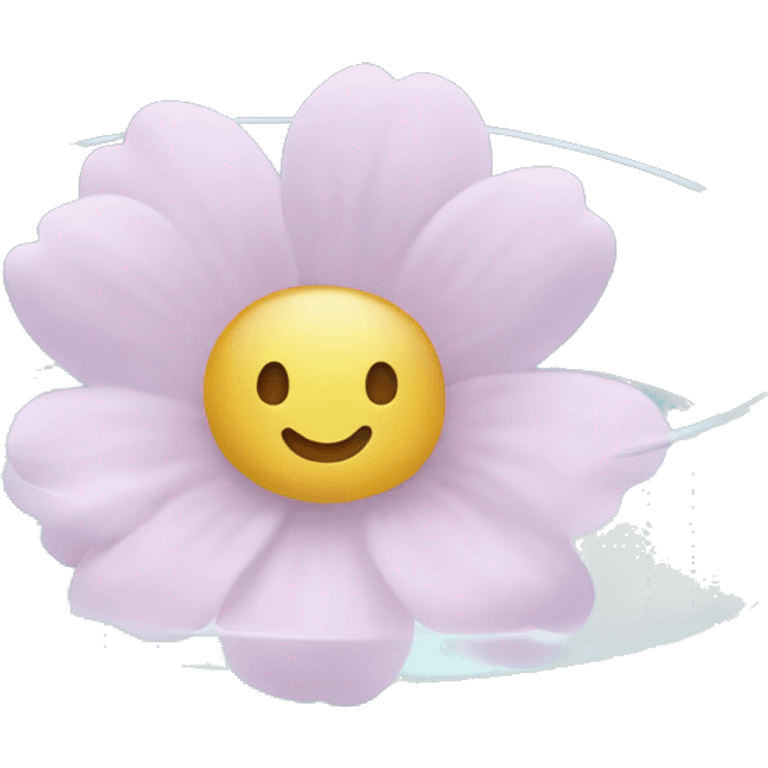 A delicate pastel flower floating in a clear bowl of water. emoji