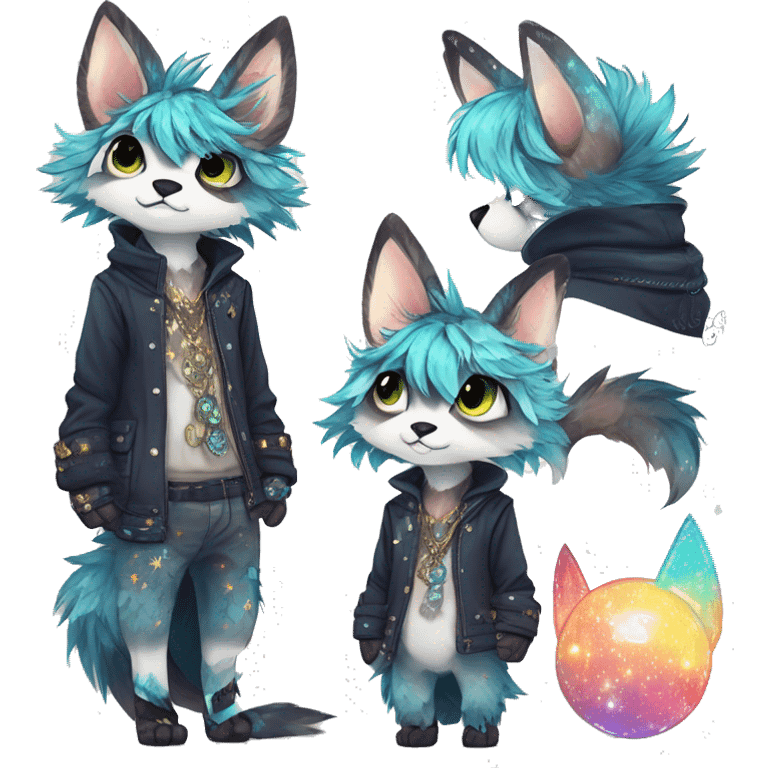 Cool cute Kawaii edgy fantasy animal sparkle fursona Fionbri by griffsnuff & LiLaiRa & Falvie full body emoji