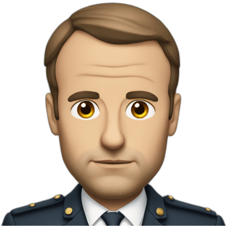 macron serious with hand emoji