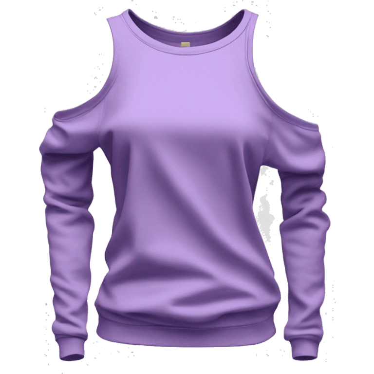 Hyper Realistic isolated side view of a light purple cold shoulder fashion sweat shirt top. emoji