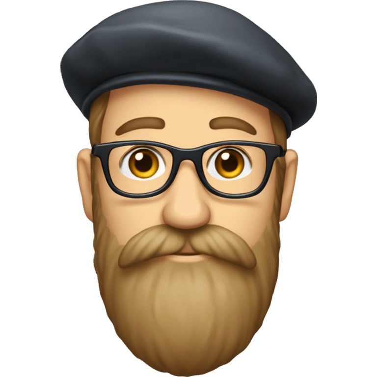 english man, long beard, glasses, beret hat,full-body"slim" emoji