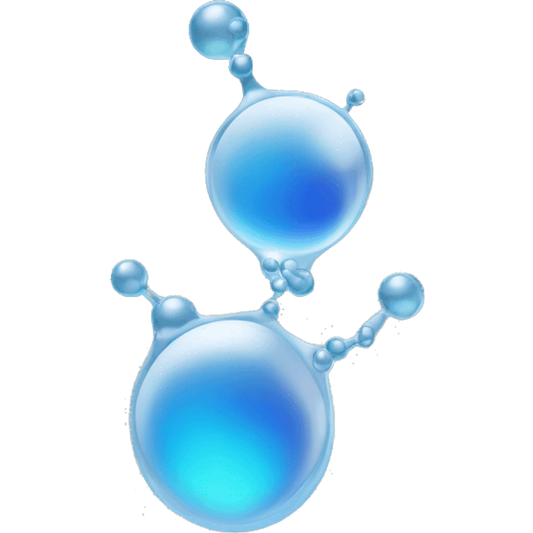 molecule in front of a big droplet emoji