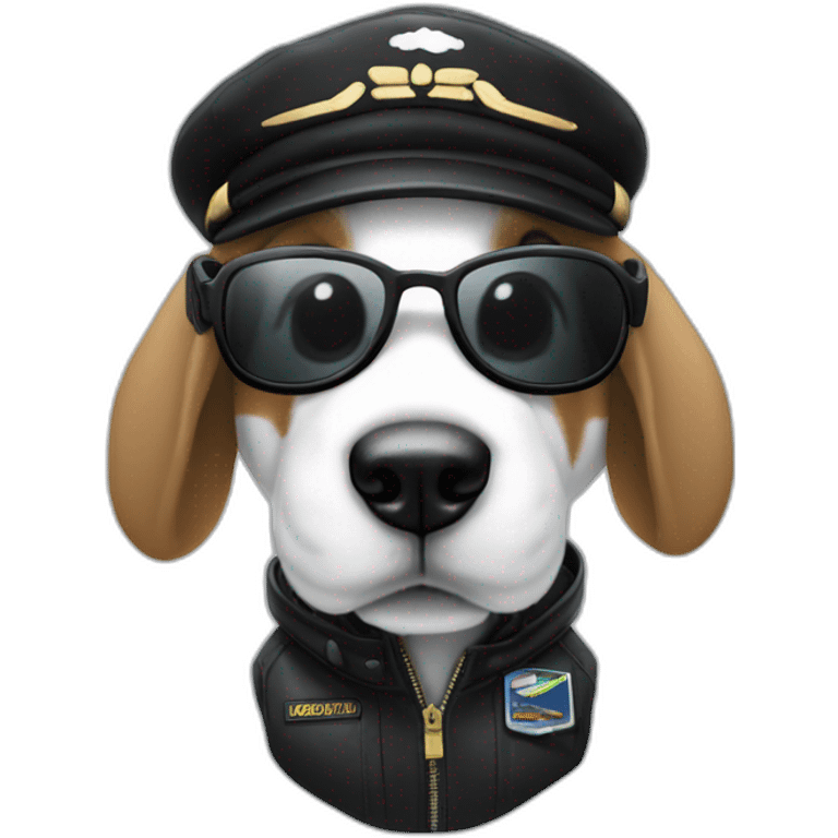 snoopy blanco totalmente con lentes negros y gorra de piloto aviador emoji