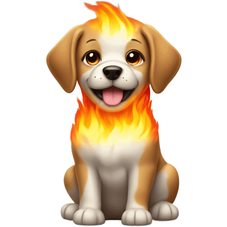 a cute dog with a fire on the back emoji