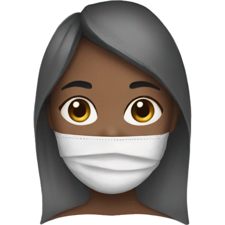 Girl wearing sheet mask emoji